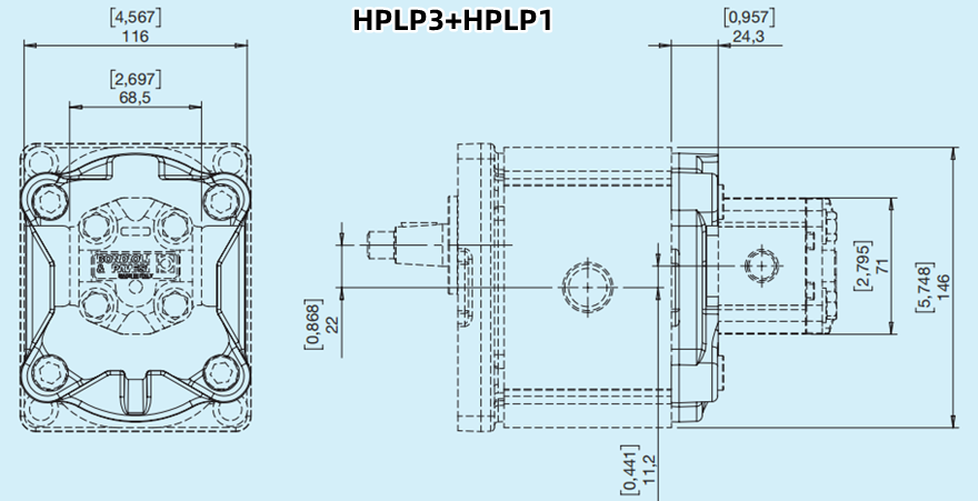 Bondioli＆Pavesi邦貝HPLP3+HPLP1多級(jí)齒輪泵尺寸